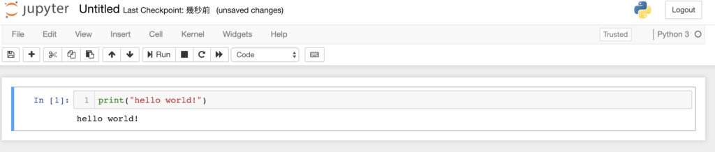 Jupyter 執行 hello world 範例